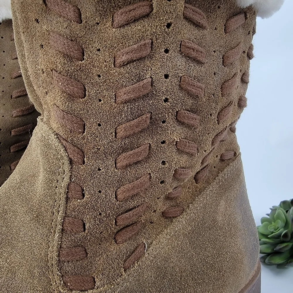 ABEO Pro Women's Bristol Sheepskin Lined Suede Boot in Tan Size 10